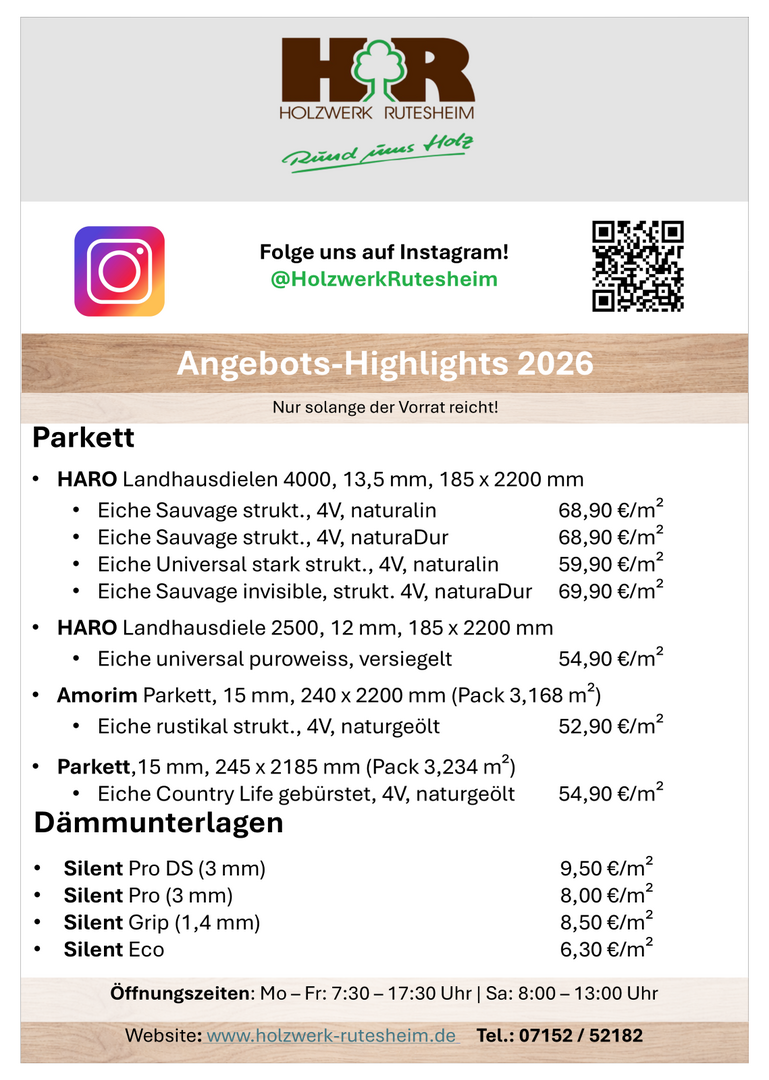 Angebote und Rabatte für Parkettböden bei Holzwerk Rutesheim 