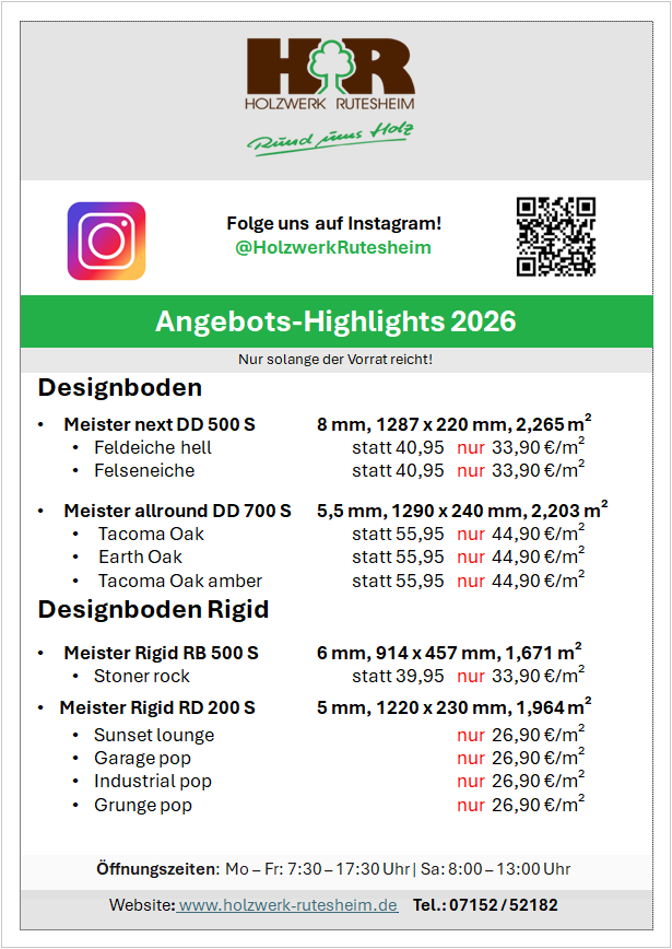 Angebote für Designboden und Vinylboden bei Holzwerk Rutesheim