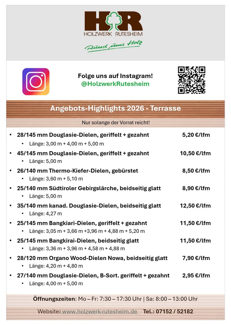 Angebote und Aktionen zu Terrassendielen