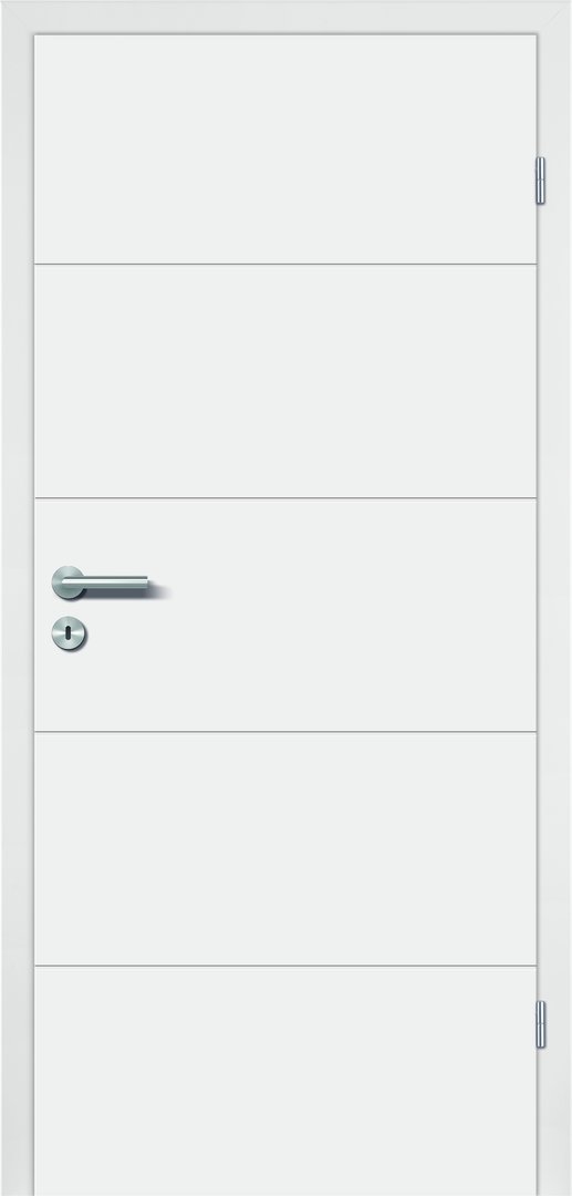 Weiße Innentür mit horizontalen Designlinien